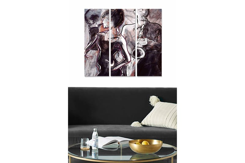 Canvastaulu Music 3-pak Monivärinen, 20x50 cm