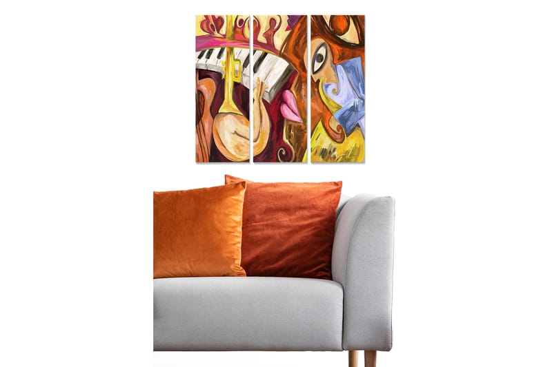 Canvastaulu Music 3-pak Monivärinen, 20x50 cm