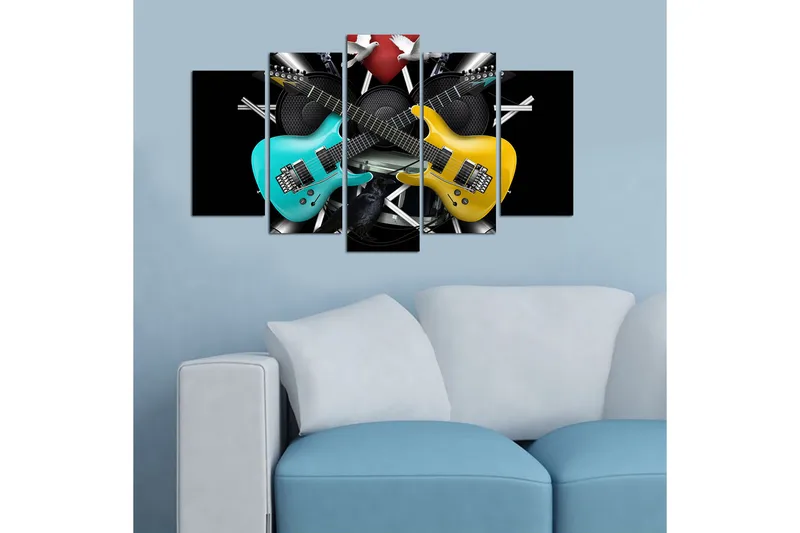 Canvastaulu Music 5-pak Monivärinen - 20x60 cm - Sisustustuotteet - Seinäkoristeet