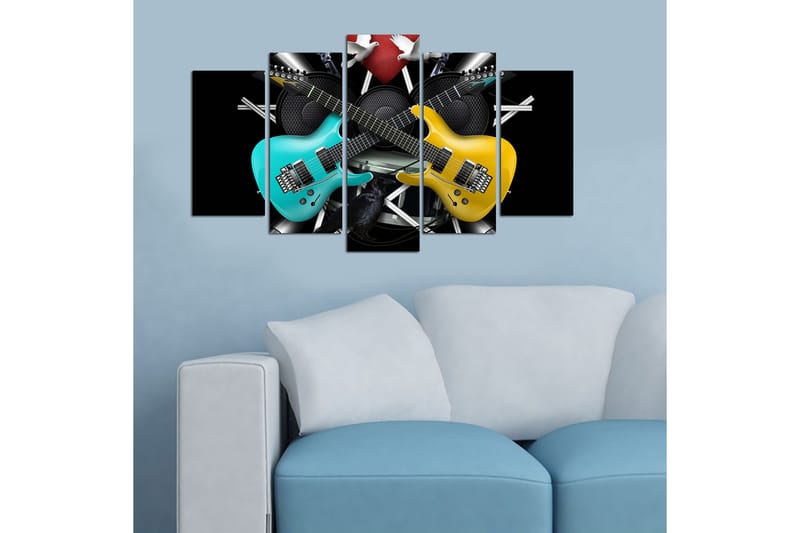 Canvastaulu Music 5-pak Monivärinen - 20x60 cm - Sisustustuotteet - Seinäkoristeet