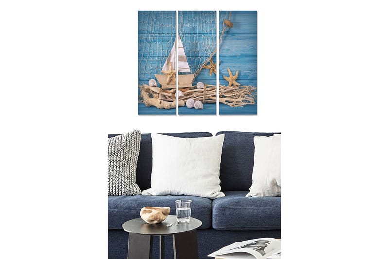 Canvastaulu Nautical 3-pak Monivärinen - 20x50 cm - Sisustustuotteet - Seinäkoristeet