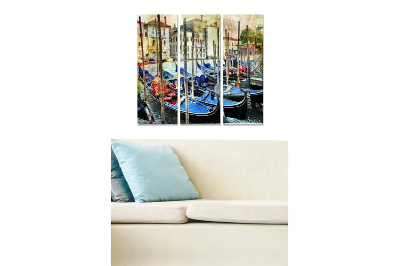 Canvastaulu Nautical 3-pak Monivärinen, 20x50 cm