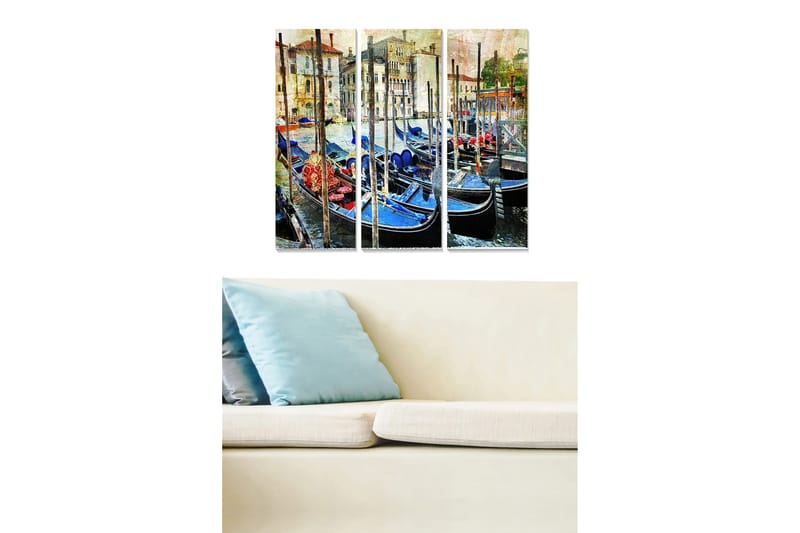 Canvastaulu Nautical 3-pak Monivärinen, 20x50 cm