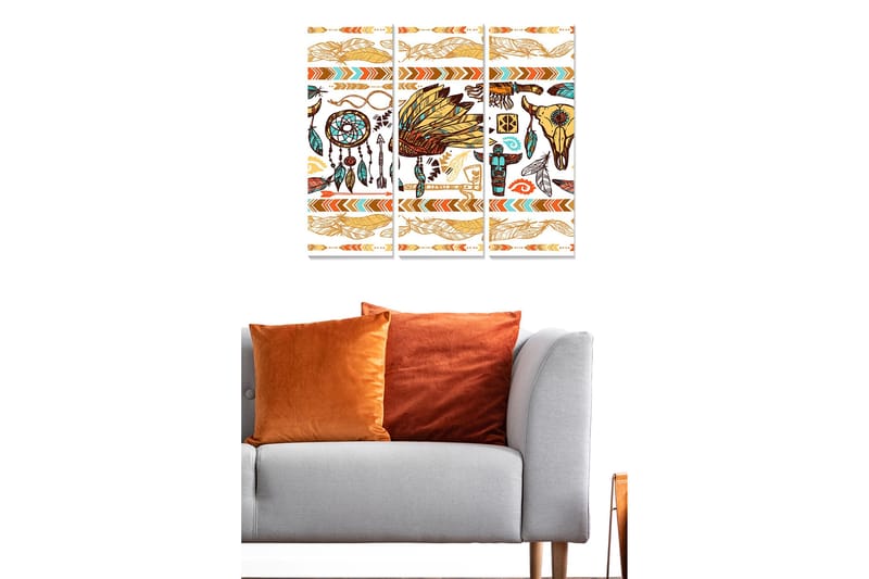 Canvastaulu Oriental 3-pak Monivärinen, 20x50 cm