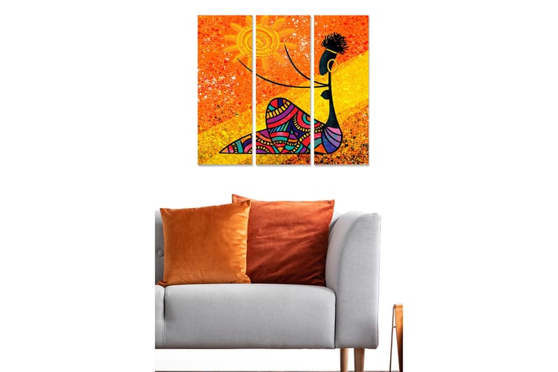 Canvastaulu Oriental 3-pak Monivärinen, 20x50 cm