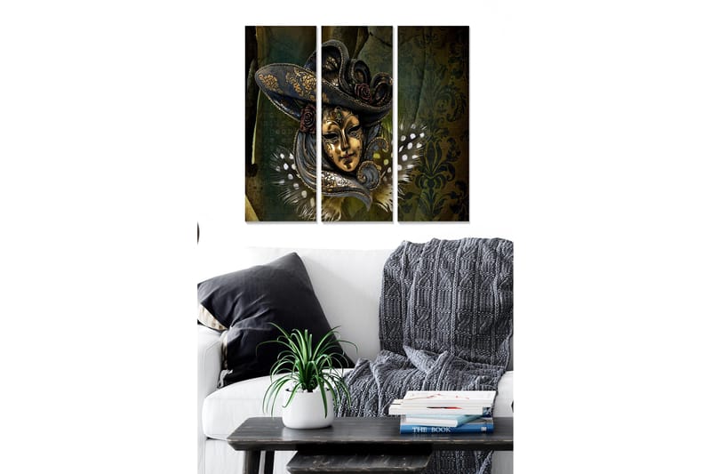 Canvastaulu Oriental 3-pak Monivärinen, 20x50 cm