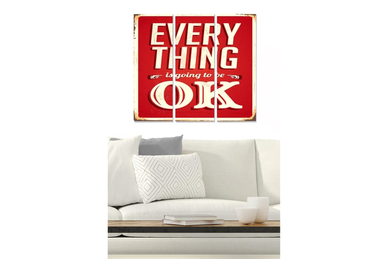 Canvastaulu Sayings 3-pak Monivärinen, 20x50 cm