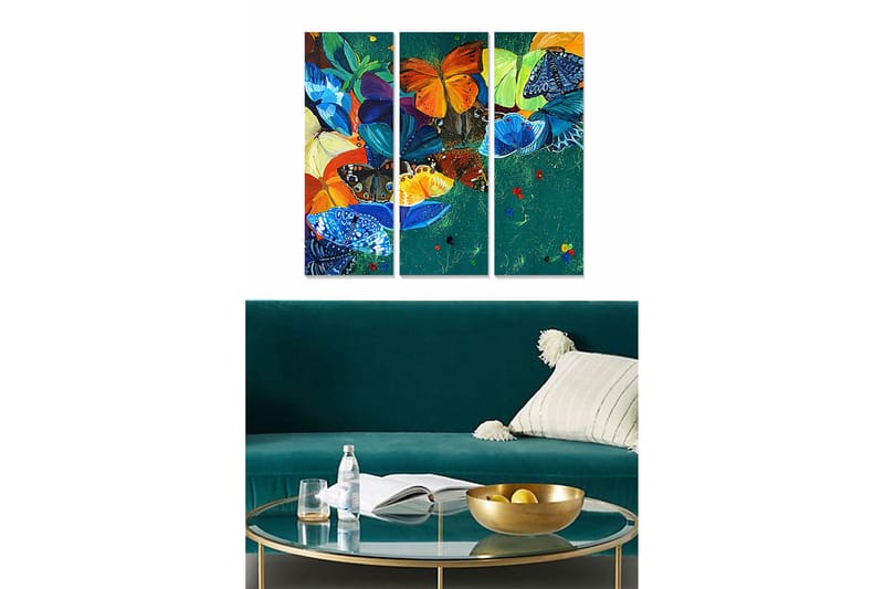 Canvastaulu Scenic 3-pak Monivärinen, 20x50 cm