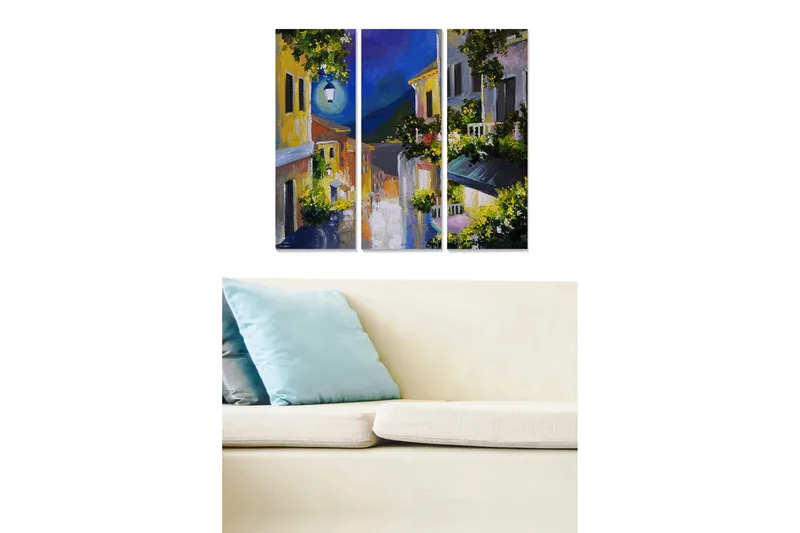 Canvastaulu Scenic 3-pak Monivärinen, 20x50 cm