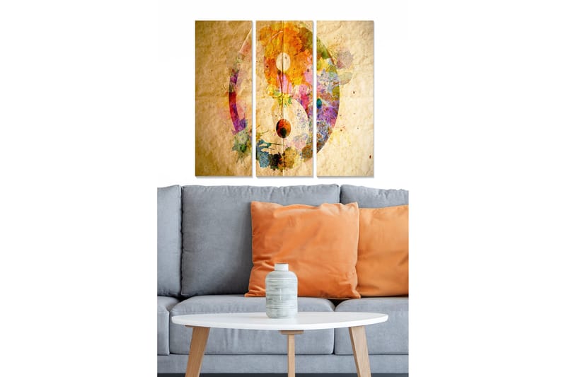 Canvastaulu Signs 3-pak Monivärinen, 20x50 cm