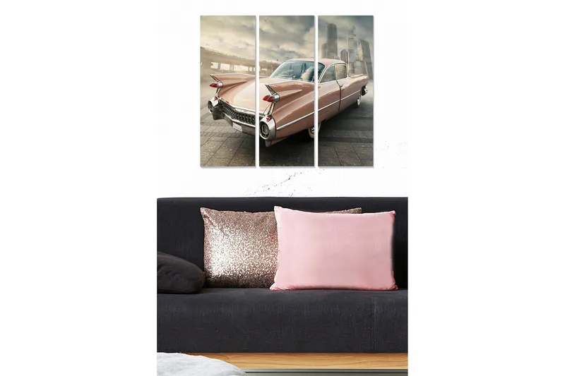 Canvastaulu Vehicle 3-pak Monivärinen, 20x50 cm