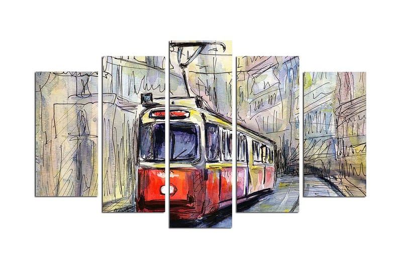 Canvastaulu Vehicles 5-pak Monivärinen - 20x60 cm - Sisustustuotteet - Seinäkoristeet