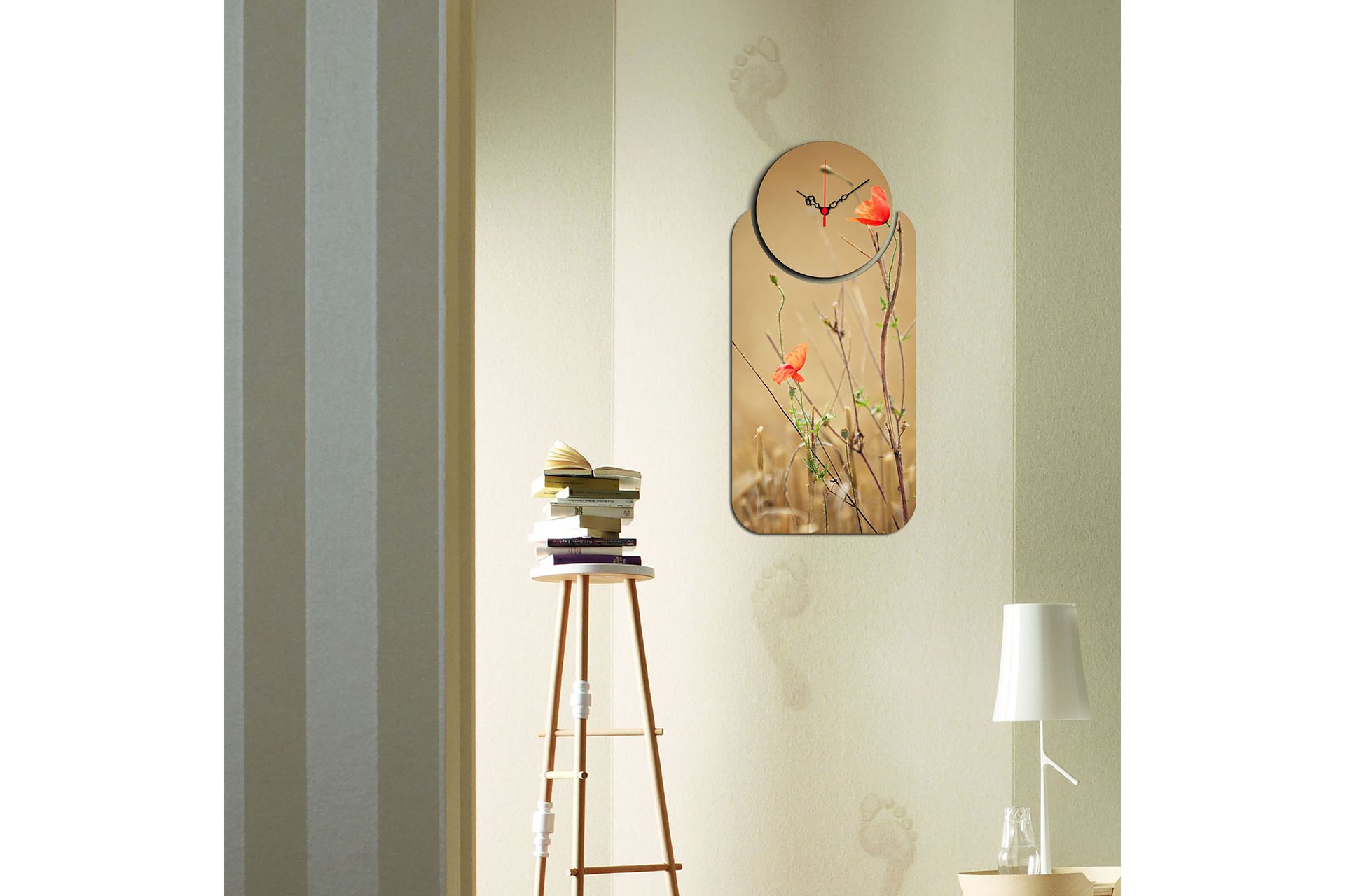 Decoratiivinen MDF-Kello (2 osaa) 68x32 - Sisustustuotteet - Seinäkoristeet - Kellot