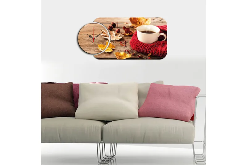 Decoratiivinen MDF-Kello (2 osaa) 68x32 - Sisustustuotteet - Seinäkoristeet - Kellot