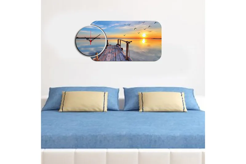 Decoratiivinen MDF-Kello (2 osaa) 68x32 - Sisustustuotteet - Seinäkoristeet - Kellot