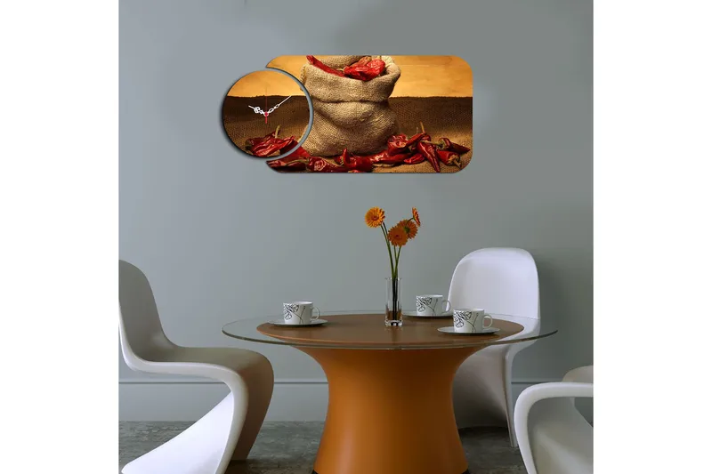 Decoratiivinen MDF-Kello (2 osaa) 68x32 - Sisustustuotteet - Seinäkoristeet - Kellot