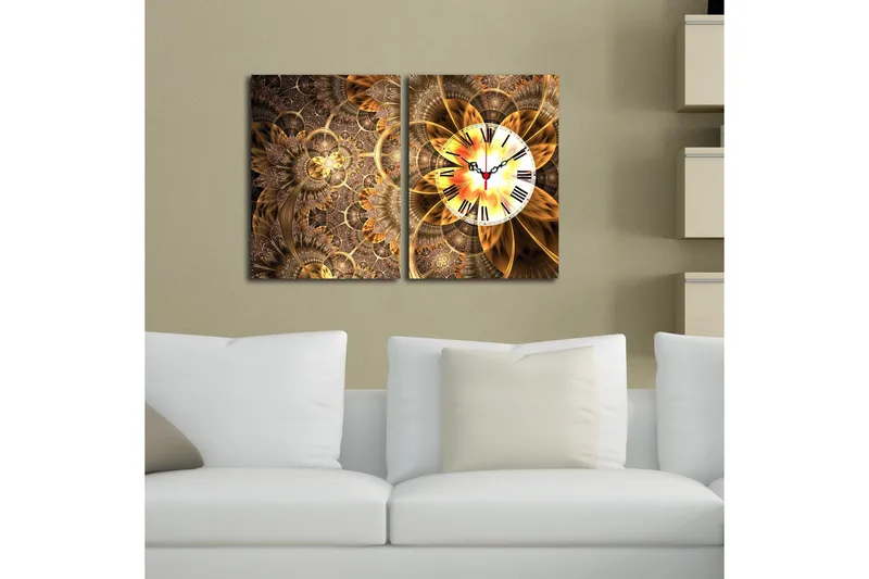 Koristeellinen Canvas Seinäkello (2 kpl) - Sisustustuotteet - Seinäkoristeet - Kellot