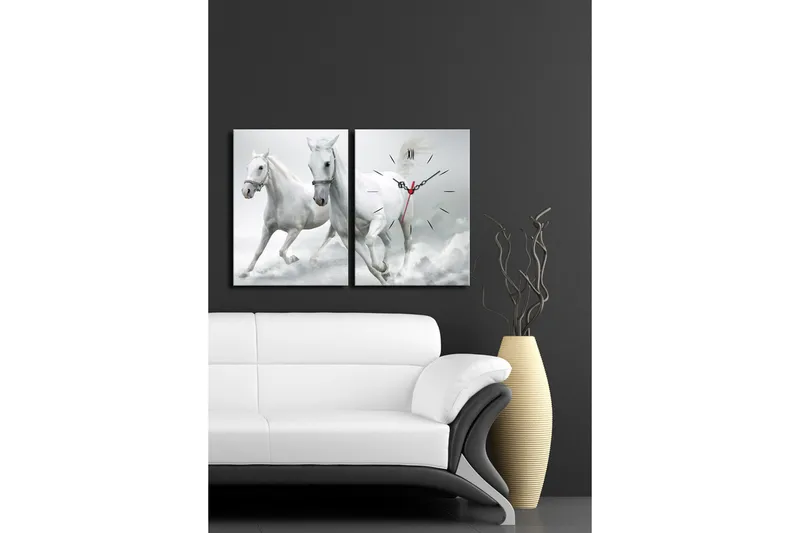 Koristeellinen Canvas Seinäkello (2 kpl) - Sisustustuotteet - Seinäkoristeet - Kellot