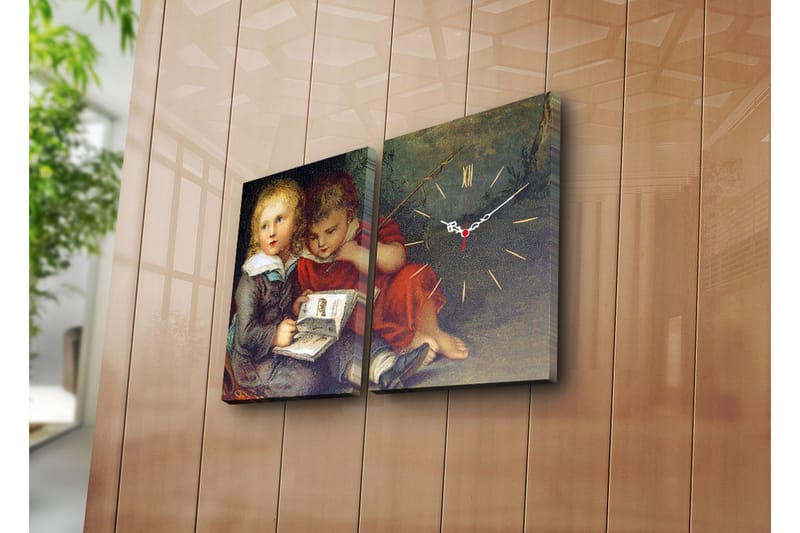 Koristeellinen Canvas Seinäkello (2 kpl) - Sisustustuotteet - Seinäkoristeet - Kellot