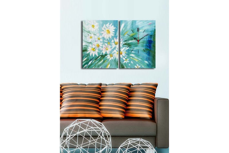 Koristeellinen Canvas Seinäkello (2 kpl) - Sisustustuotteet - Seinäkoristeet - Kellot