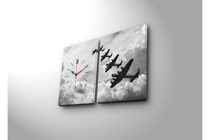 Koristeellinen Canvas Seinäkello (2 kpl) - Sisustustuotteet - Seinäkoristeet - Kellot