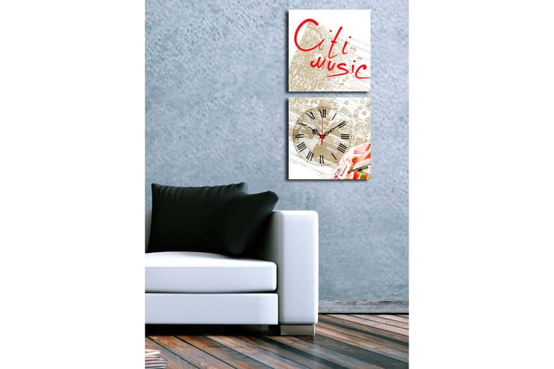 Koristeellinen Canvas Seinäkello (2 kpl) - Sisustustuotteet - Seinäkoristeet - Kellot