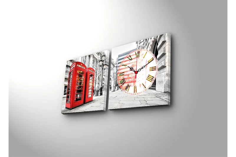 Koristeellinen Canvas Seinäkello (2 kpl) - Sisustustuotteet - Seinäkoristeet - Kellot