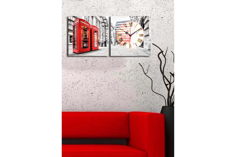 Koristeellinen Canvas Seinäkello (2 kpl) - Sisustustuotteet - Seinäkoristeet - Kellot