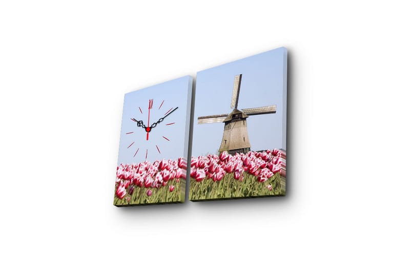 Koristeellinen Canvas Seinäkello (2 kpl) - Sisustustuotteet - Seinäkoristeet - Kellot