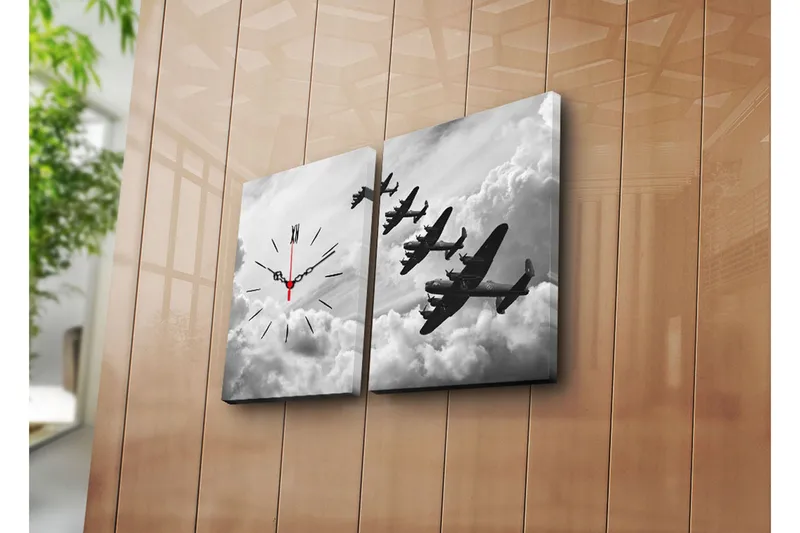 Koristeellinen Canvas Seinäkello (2 kpl) - Sisustustuotteet - Seinäkoristeet - Kellot