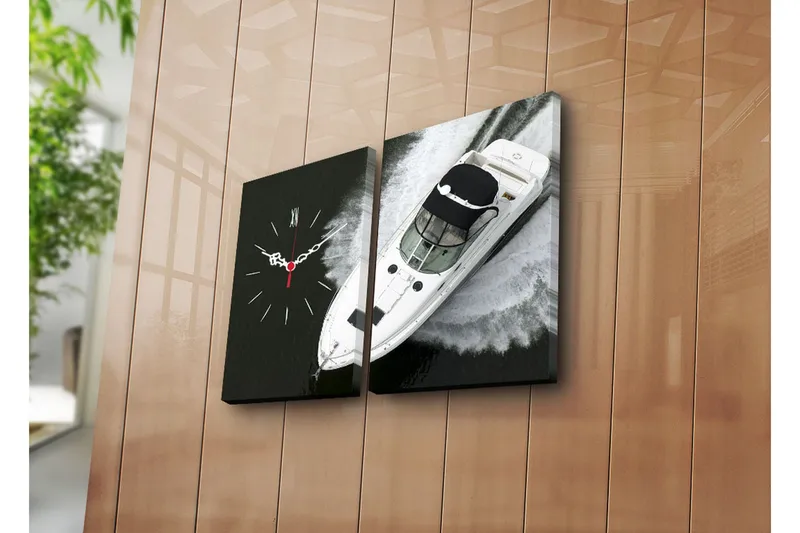 Koristeellinen Canvas Seinäkello (2 kpl) - Sisustustuotteet - Seinäkoristeet - Kellot