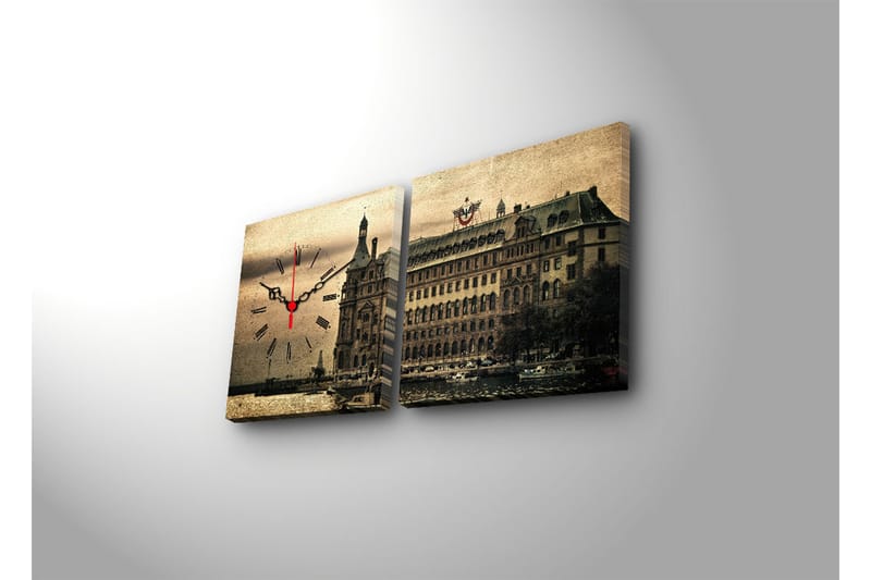 Koristeellinen Canvas Seinäkello (2 kpl) - Sisustustuotteet - Seinäkoristeet - Kellot