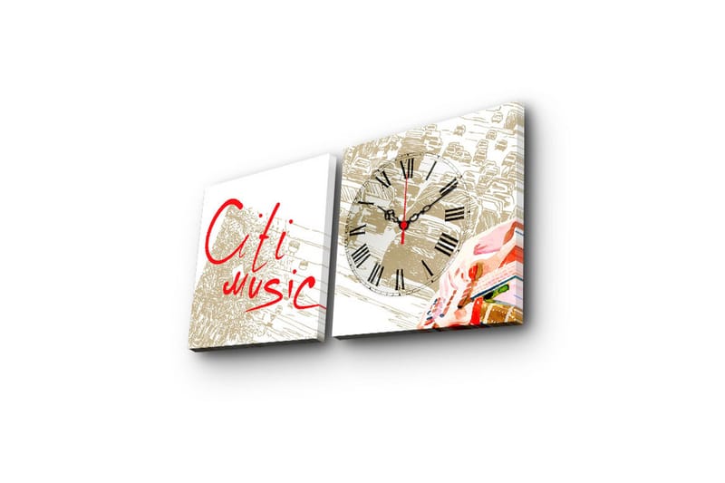 Koristeellinen Canvas Seinäkello (2 kpl) - Sisustustuotteet - Seinäkoristeet - Kellot