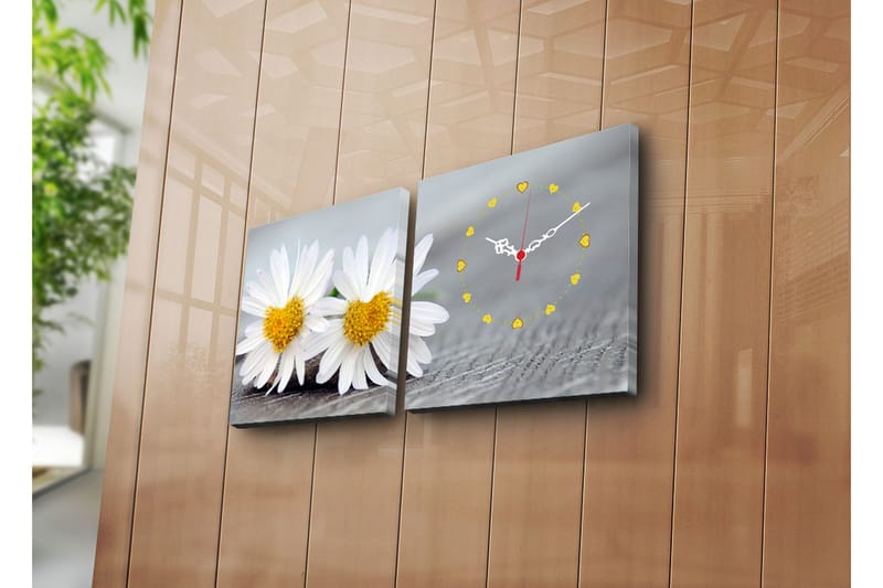Koristeellinen Canvas Seinäkello (2 kpl) - Sisustustuotteet - Seinäkoristeet - Kellot