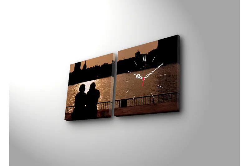 Koristeellinen Canvas Seinäkello (2 kpl) - Sisustustuotteet - Seinäkoristeet - Kellot