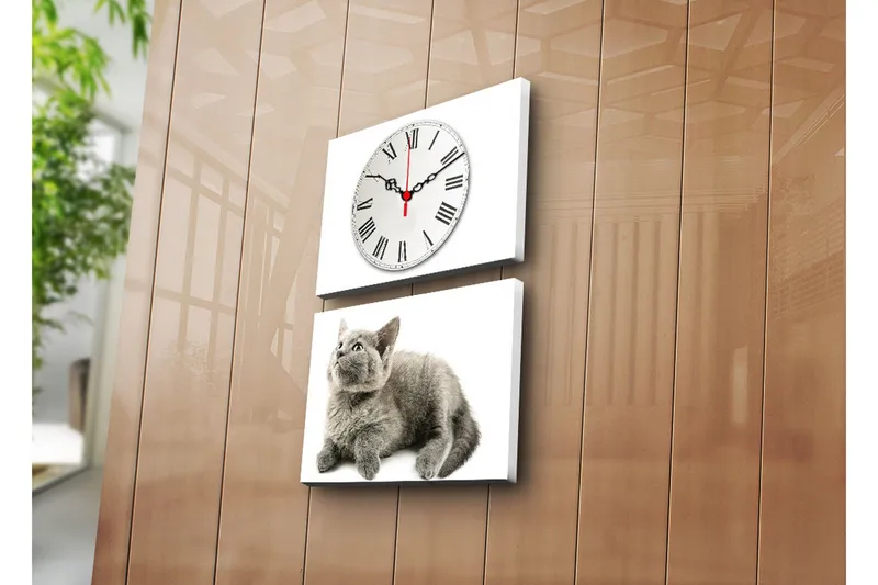 Koristeellinen Canvas Seinäkello (2 kpl) - Sisustustuotteet - Seinäkoristeet - Kellot