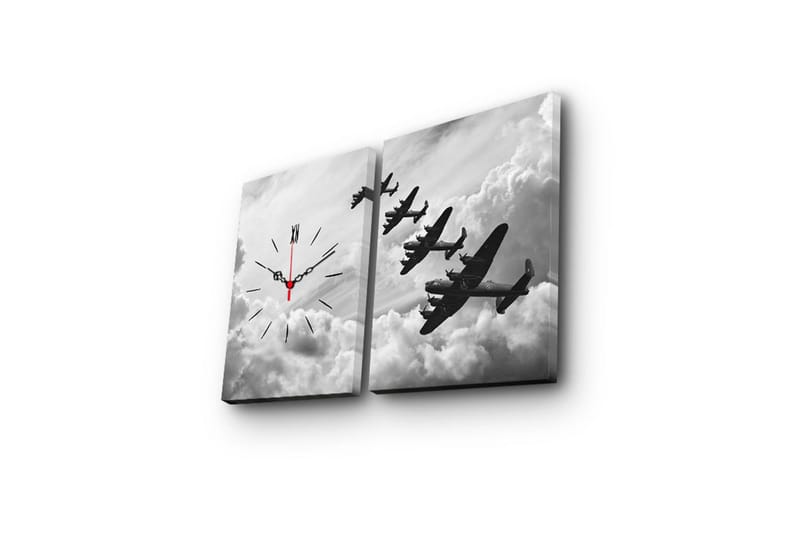 Koristeellinen Canvas Seinäkello (2 kpl) - Sisustustuotteet - Seinäkoristeet - Kellot