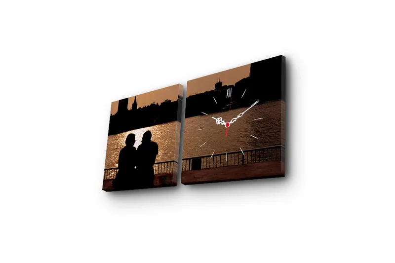 Koristeellinen Canvas Seinäkello (2 kpl) - Sisustustuotteet - Seinäkoristeet - Kellot