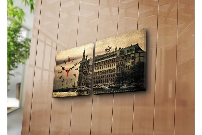 Koristeellinen Canvas Seinäkello (2 kpl) - Sisustustuotteet - Seinäkoristeet - Kellot