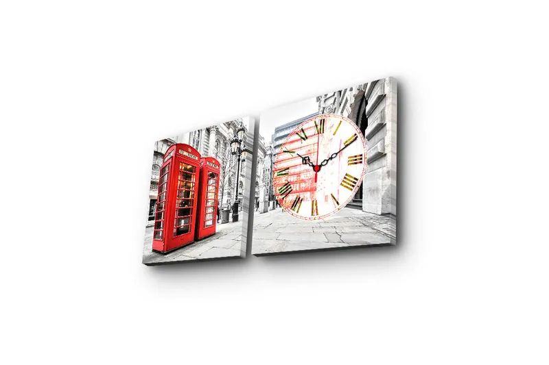 Koristeellinen Canvas Seinäkello (2 kpl) - Sisustustuotteet - Seinäkoristeet - Kellot