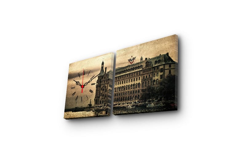 Koristeellinen Canvas Seinäkello (2 kpl) - Sisustustuotteet - Seinäkoristeet - Kellot