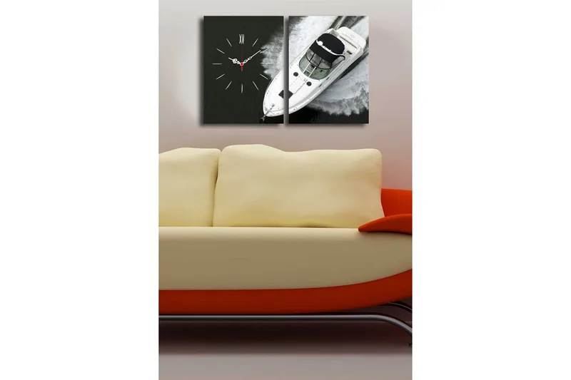 Koristeellinen Canvas Seinäkello (2 kpl) - Sisustustuotteet - Seinäkoristeet - Kellot