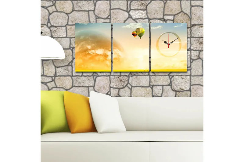 Koristeellinen Canvas Seinäkello (3 kpl) - Sisustustuotteet - Seinäkoristeet - Kellot