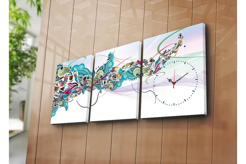 Koristeellinen Canvas Seinäkello (3 kpl) - Sisustustuotteet - Seinäkoristeet - Kellot