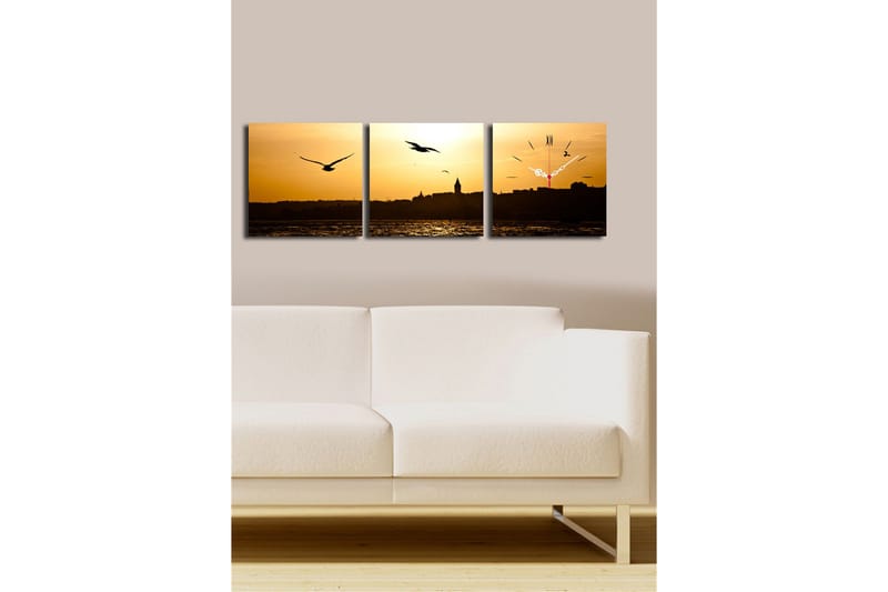 Koristeellinen Canvas Seinäkello (3 kpl) - Sisustustuotteet - Seinäkoristeet - Kellot