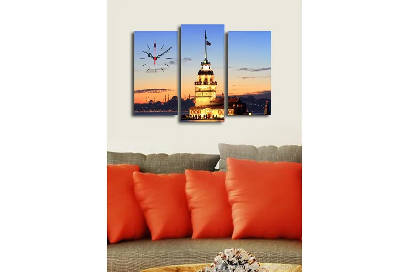 Koristeellinen Canvas Seinäkello (3 kpl) - Sisustustuotteet - Seinäkoristeet - Kellot