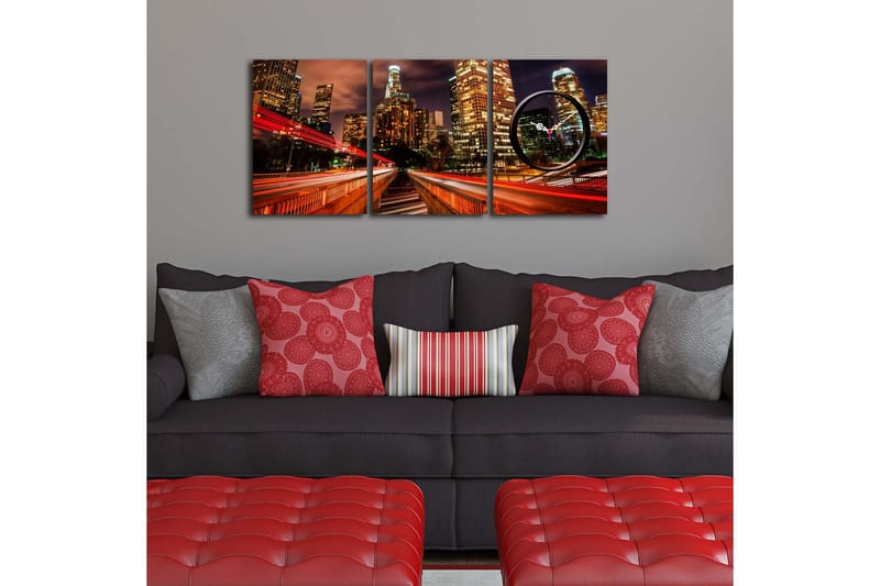 Koristeellinen Canvas Seinäkello (3 kpl) - Sisustustuotteet - Seinäkoristeet - Kellot