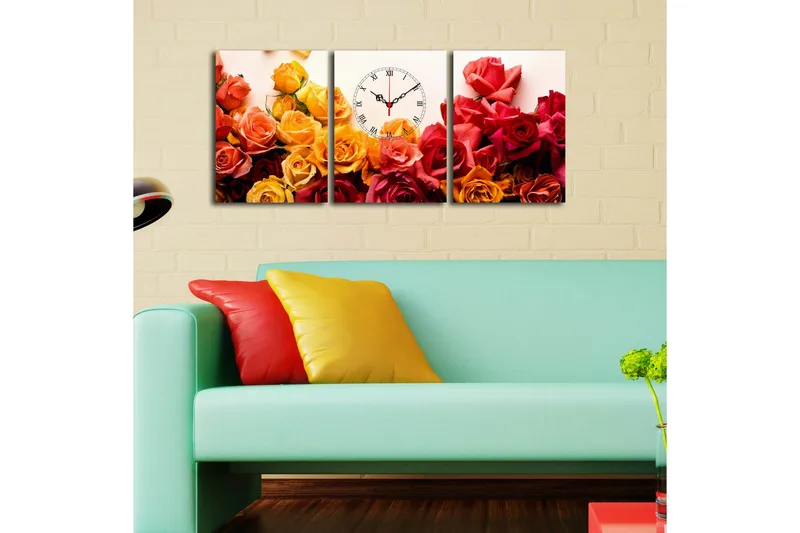 Koristeellinen Canvas Seinäkello (3 kpl) - Sisustustuotteet - Seinäkoristeet - Kellot