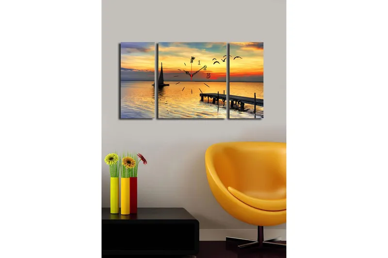 Koristeellinen Canvas Seinäkello (3 kpl) - Sisustustuotteet - Seinäkoristeet - Kellot