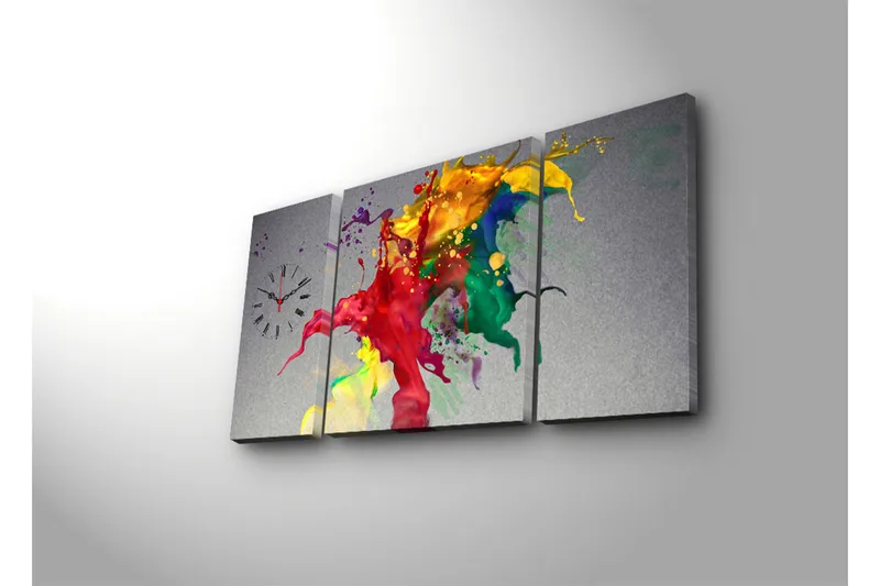 Koristeellinen Canvas Seinäkello (3 kpl) - Sisustustuotteet - Seinäkoristeet - Kellot